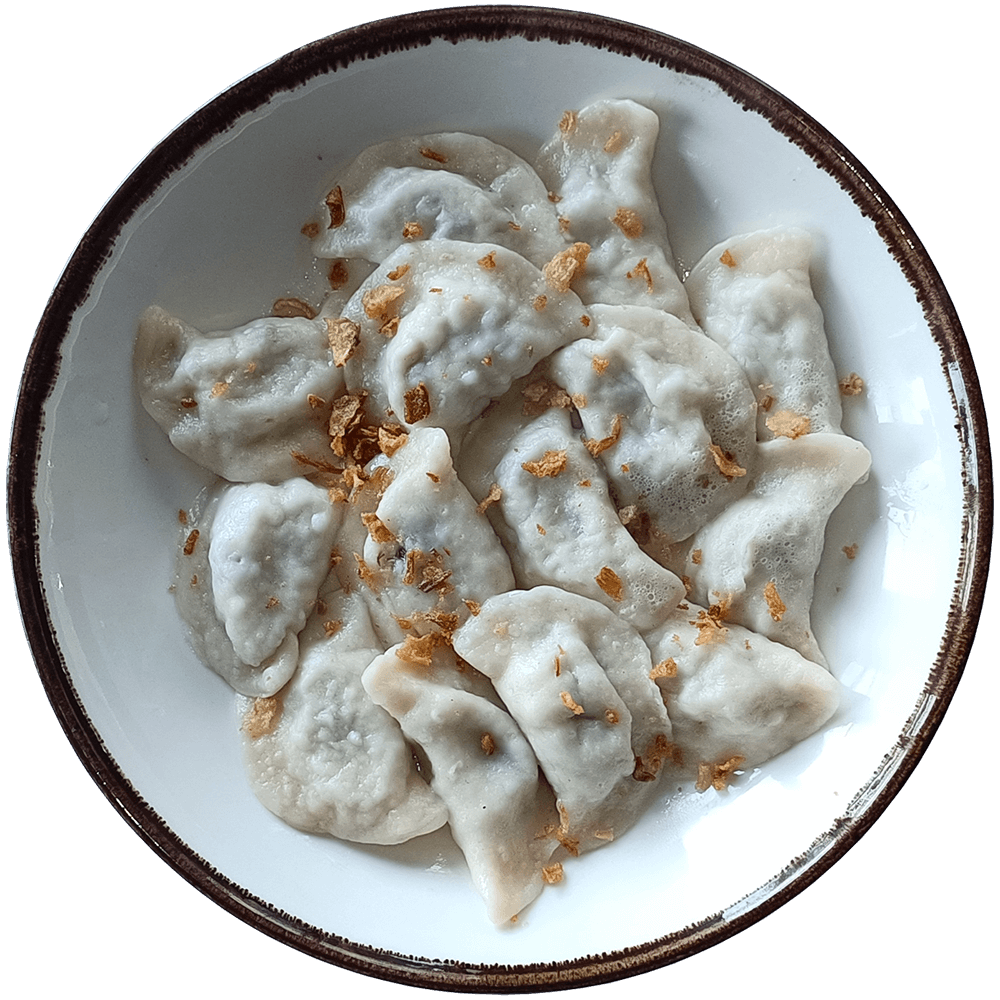 Pierogi z serem cheddar i pieczarkami